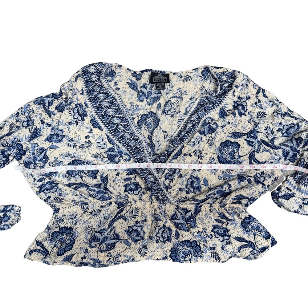 Angie Blouse 2x Bell Sleeve Floral Bohemian Peasant Stretch Waist Festival Festi - Picture 5 of 6
